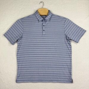Walter Hagen Shirt Mens Large Blue Striped Polo Short Sleeve Golf‎ Casual